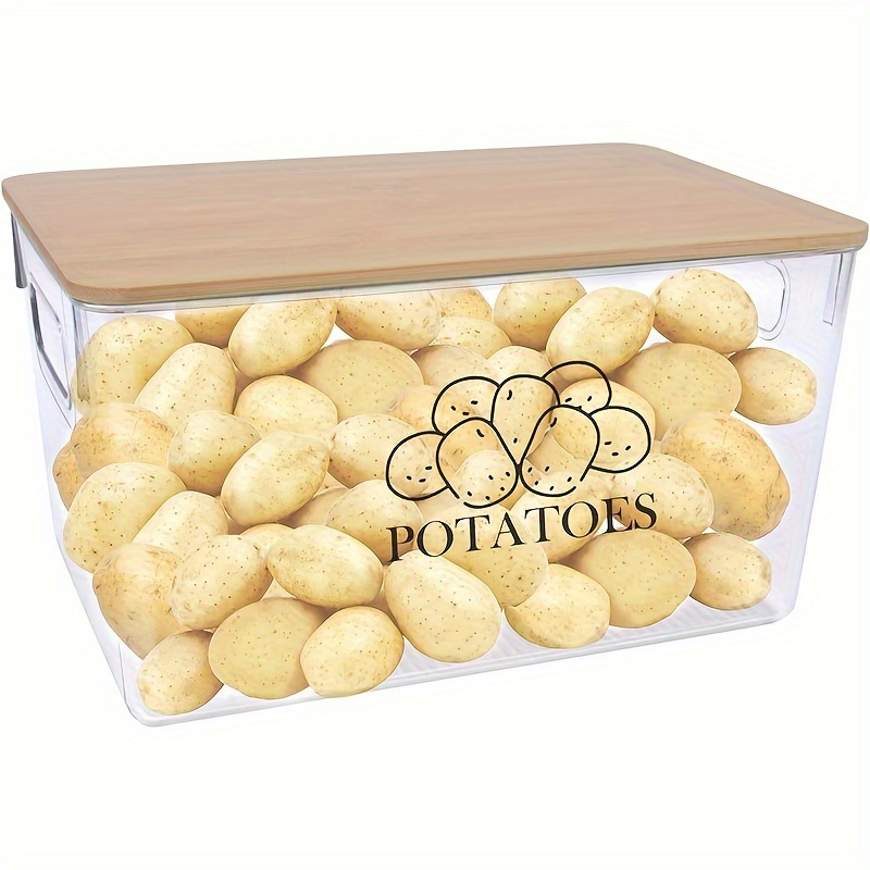 

Potato Storage Potato Bin With Bamboo Lid, Acrylic Potato Storage Canister Kitchen Storage Containers Pots For Potatoes Onions Garlics