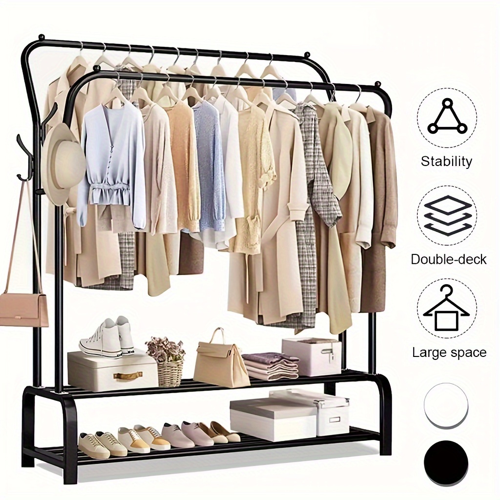 

Heavy Double Garment - Metal Organizer And Spacious Storage