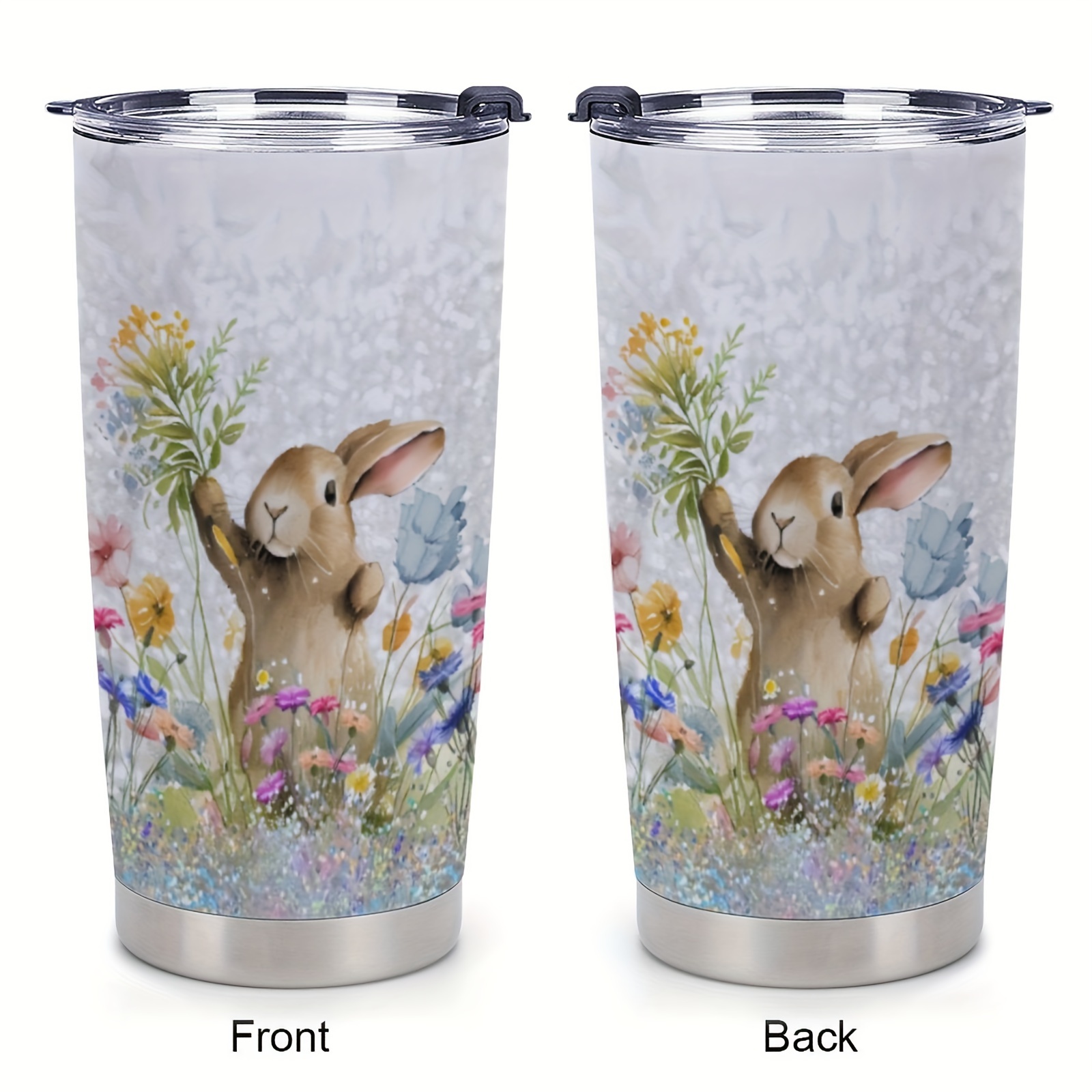 

1pc 20oz, Rabbit Insulation Car Cup, Tumbler Cup With Lid Stainless Steel, Travel Coffee Mugs Insulated Cup, Gift For Parents & Friends