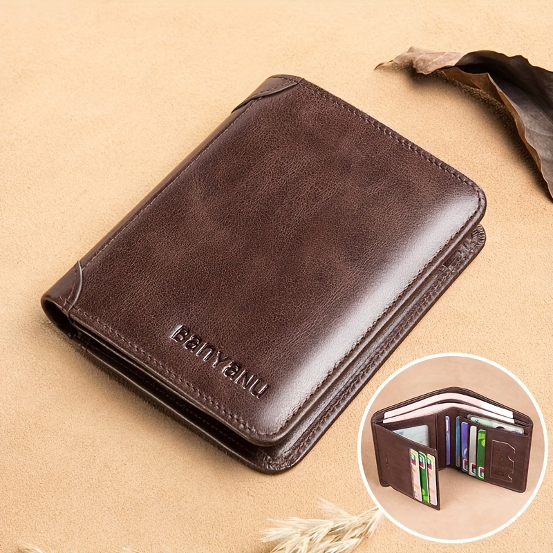 

1pc Men's New Top Layer Cowhide Wallet, Short Style, With Driver's License And Card Holder, Popular Men's Card Holder