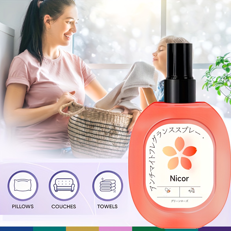 

Nicor Clothes Mite Removal Fragrance Spray, 120ml, Long-lasting And Antistatic, Freshens Air And Fabrics For Pillows, Couches, Towels