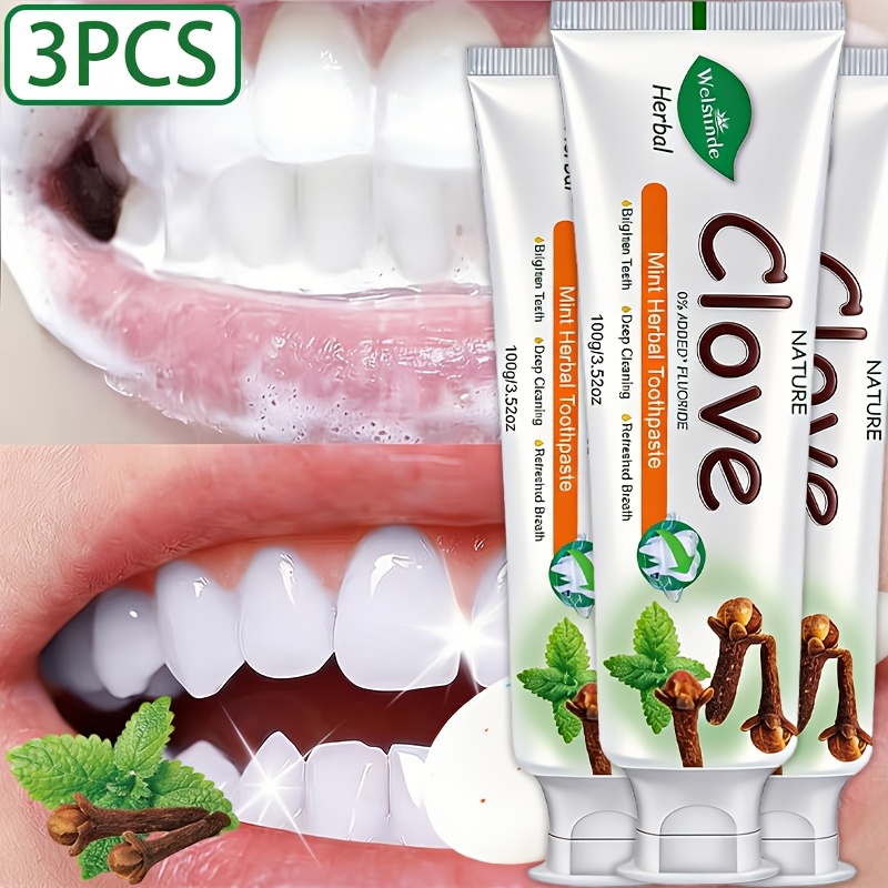 3pcs Clove Mint Herbal Toothpaste for Deep Cleaning
