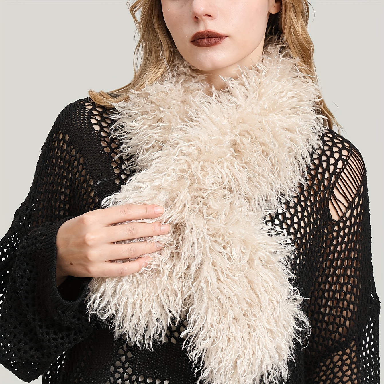 

1pc Women's Fur Polyester - Fluffy , - For , Or , Non-stretch, ,