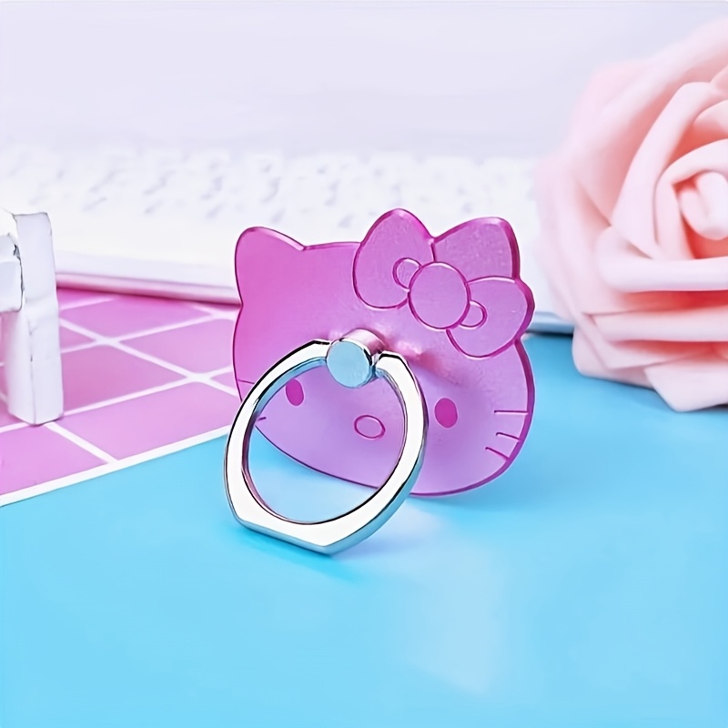 

Cute Hellokitty Phone Holder - Alloy Phone Ring Holder, Kawaii Design, Waterproof, Universal Mobile Grip, Foldable Finger Stand For Smartphones For Women And Girls