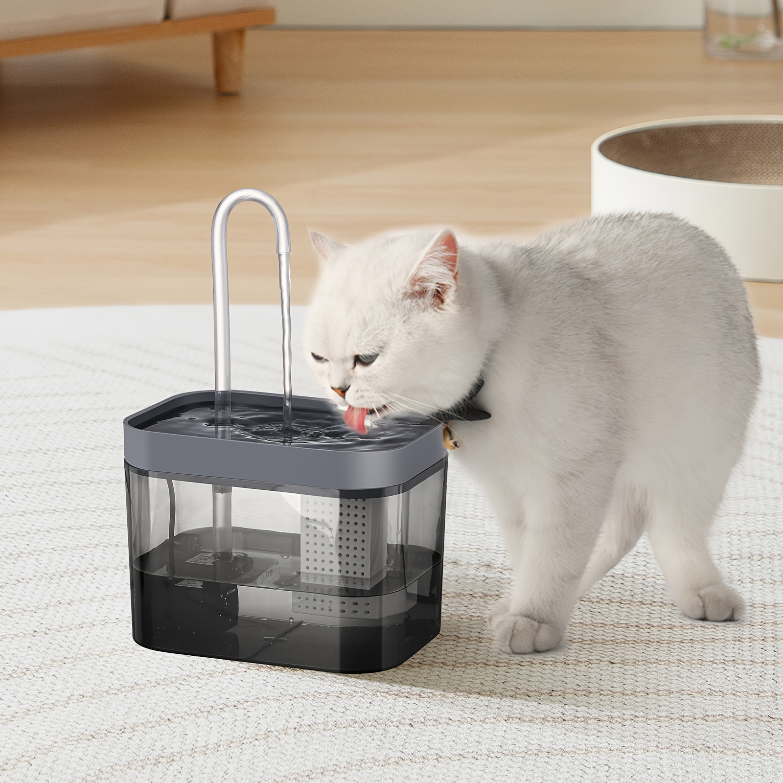

1.5l Cat Water Fountain With Usb Power - Self-cleaning And Filtered Water For Your Feline Friend