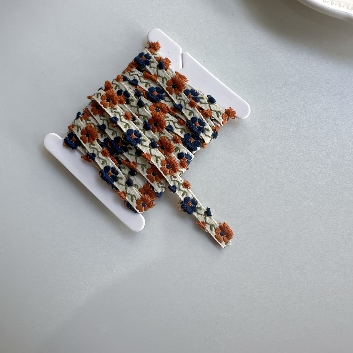 TEMU Ruban brodé à petites fleurs français vintage fait main, adapté pour le bricolage, de cadeaux, la fabrication de nœuds - Fil avec broderie de