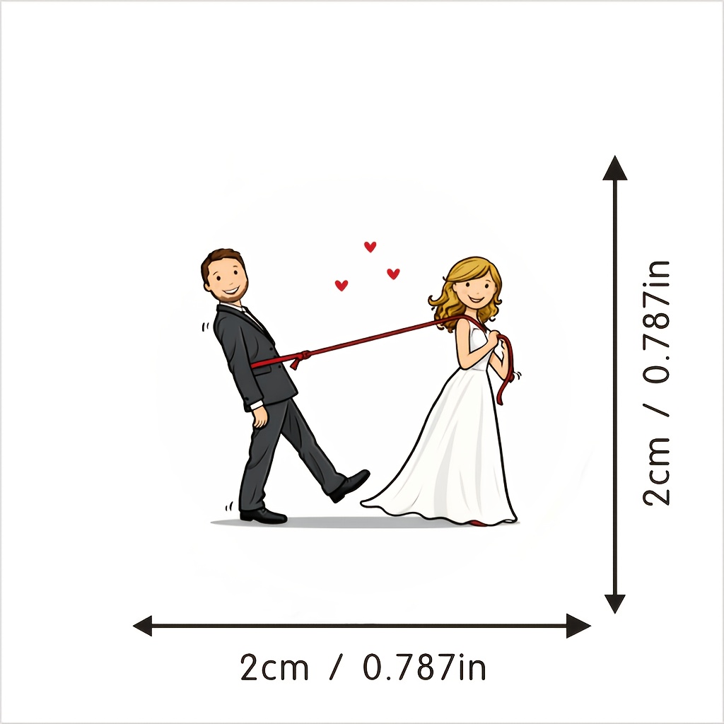 Image of 160 Bride And Groom Rope Stickers, Perfect For Anniversary Celebrations, Wedding Party Gifts, With Chocolate Candies And Envelopes