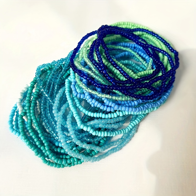 Bohemian Beaded Bracelet Set Elastic Bracelets for Women's & Beach