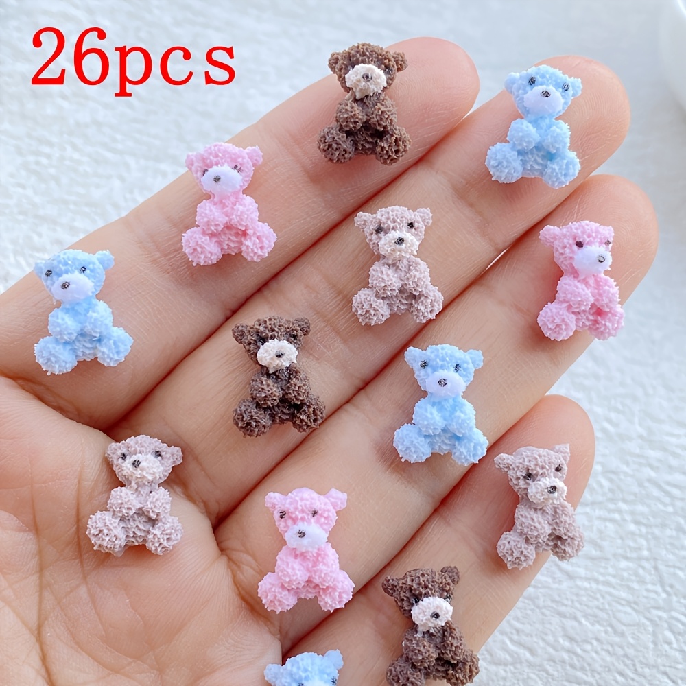 TEMU 26pcs/64pcs Mini Soft Rubber Bear Flat Back Rhinestone Suitable For Resin Crafts, Nail Jewelry, Scrapbooking - -compatible For Diy Animal-themed