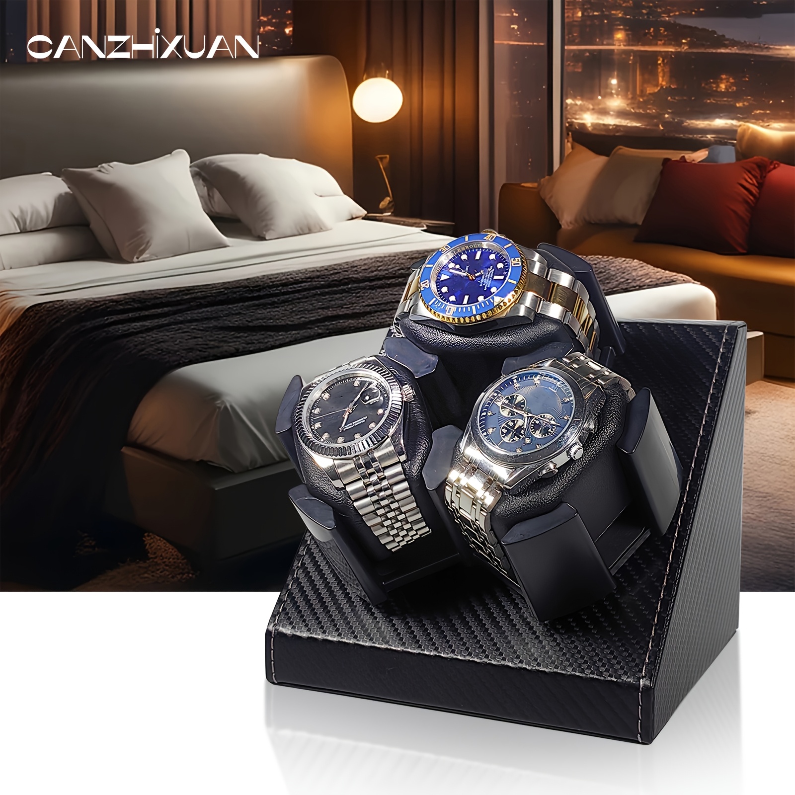 item picture 1pc 3 slots watch winder usb powered black two   watch winder suitable for mens and womens watches