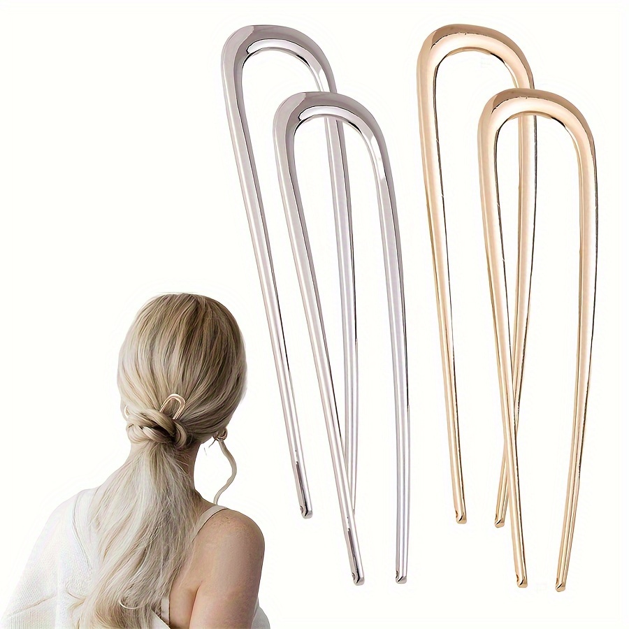 

Elegant U-shaped Hair Pins For Women - 1pc French Metal Hair Sticks For Wedding, Secure Hold Hairpins For Buns, Versatile French Twist Fork For All Hair Types - Ideal For Bridal Hairstyles