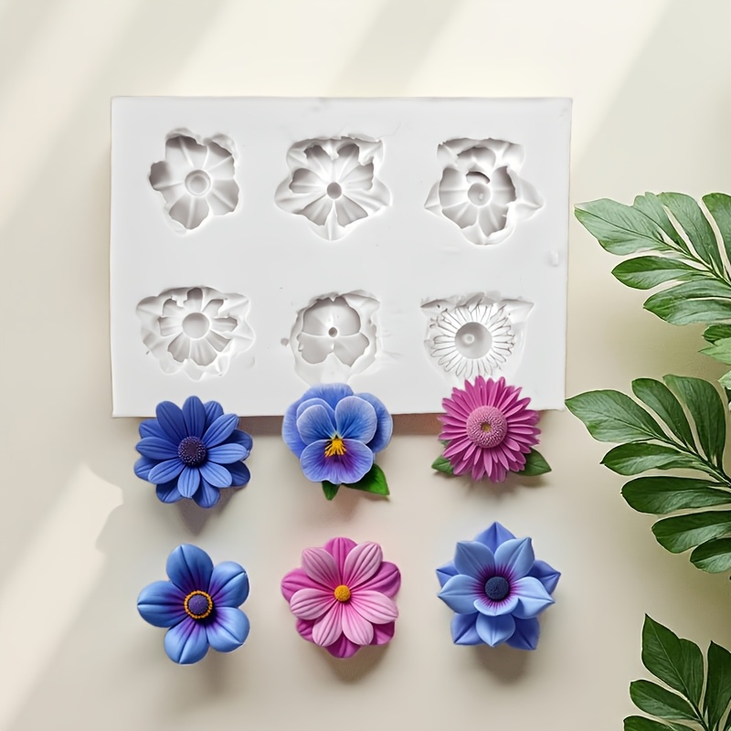 Resin Silicone Mold, 1pc 6- Creative Small Flower Silicone Mold, Diy Flower-shaped Mold, Mold, Candle Mold, Small Flower Silicone Mold
