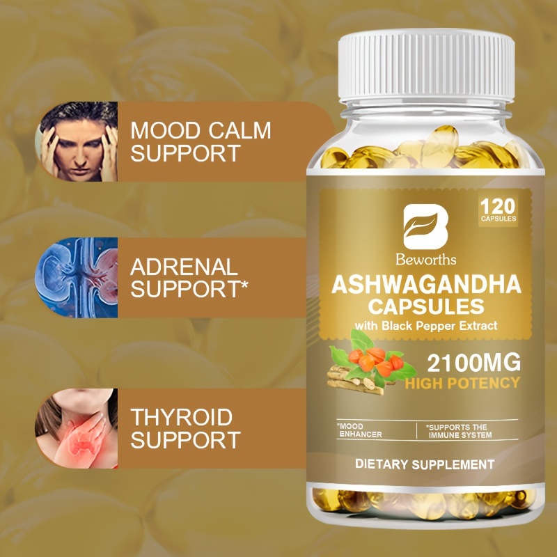 ashwagandha capsules 1300mg ashwagandha capsules with black pepper energy support for men and women 120 capsules details 2
