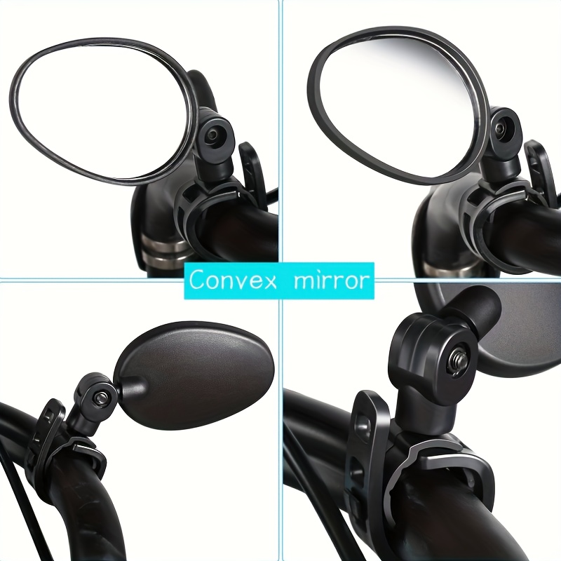 [360° Rotatable Bike Mirror Fit] Durable, Fit 360° Rotatable Bike Mirror - Oval Acrylic Convex Rear View, Shockproof Handlebar Mirror for Mountain & Road Bikes