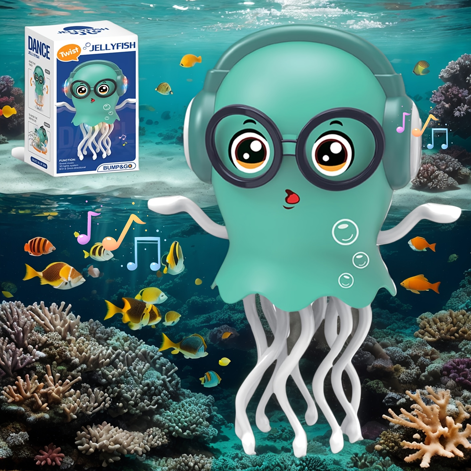 electric crawling dancing jellyfish toy smart obstacle avoidance colorful led lights and music automatic sensing 2 hours of   musical glowing educational toy suitable for boys and girls aged 3 and above Product details 1