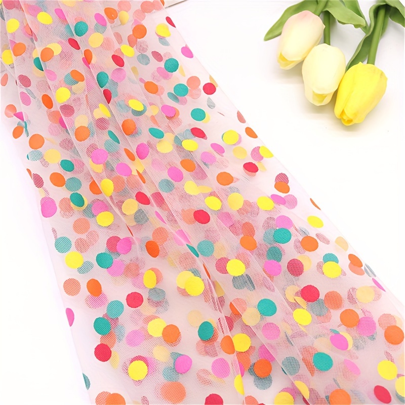 1pc 59 By 39.4 Inches Colorful Dot Mesh Material Suitable For Apparel And Crafts - Ideal For Skirts, Sleeves, Tops, And Projects!