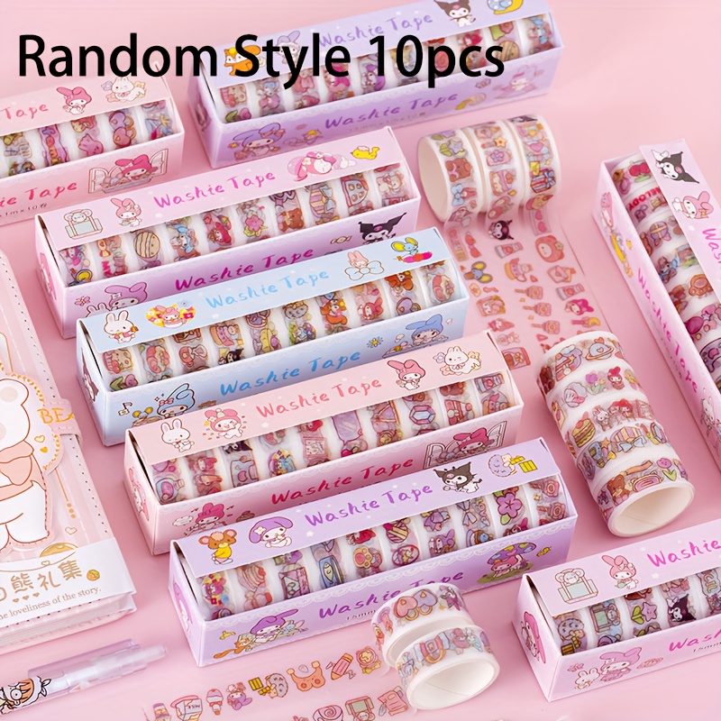 Image of Random 10pcs Tape Set - For Kuromi For My Melody Kawaii Tape Stickers For Diary Diy Crafts, Stickers, Creative Gifts