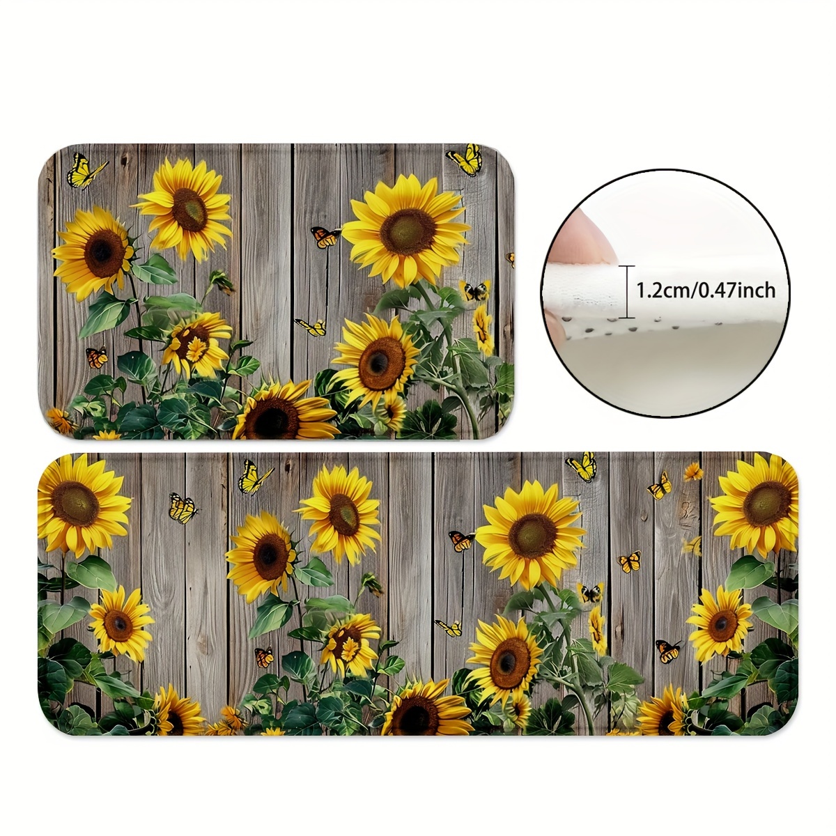 

1pc/2pcs, Sunflowers Floor Mat, Modern Kitchen Rugs, Indoor Carpet, Non-slip Washable Absorbent Kitchen Mat, For Home Decor, Room Decor, Farmhouse Decor