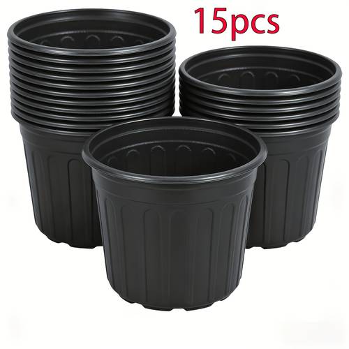 6 3 inch black flower pots bulk with drainage holes plastic planters stackable reusable pots universal for indoor and outdoor garden flowers vegetables succulents