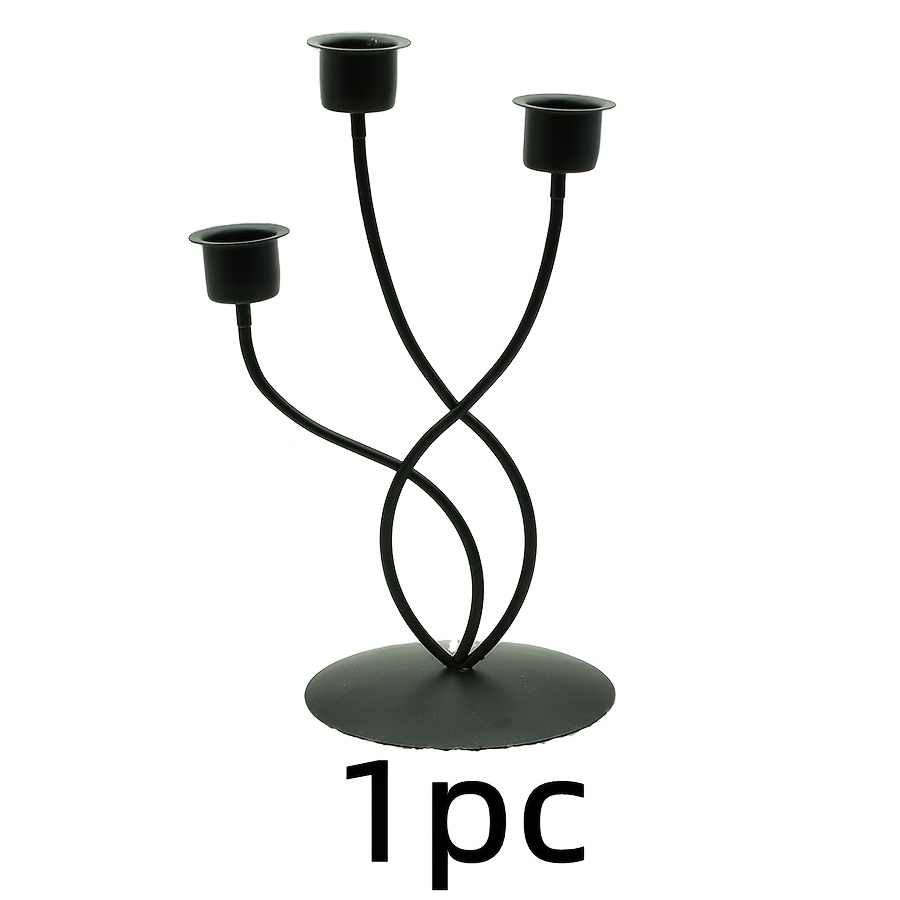 TEMU 1pc Exquisite Home Decoration Golden And Black Wire Candle Holders