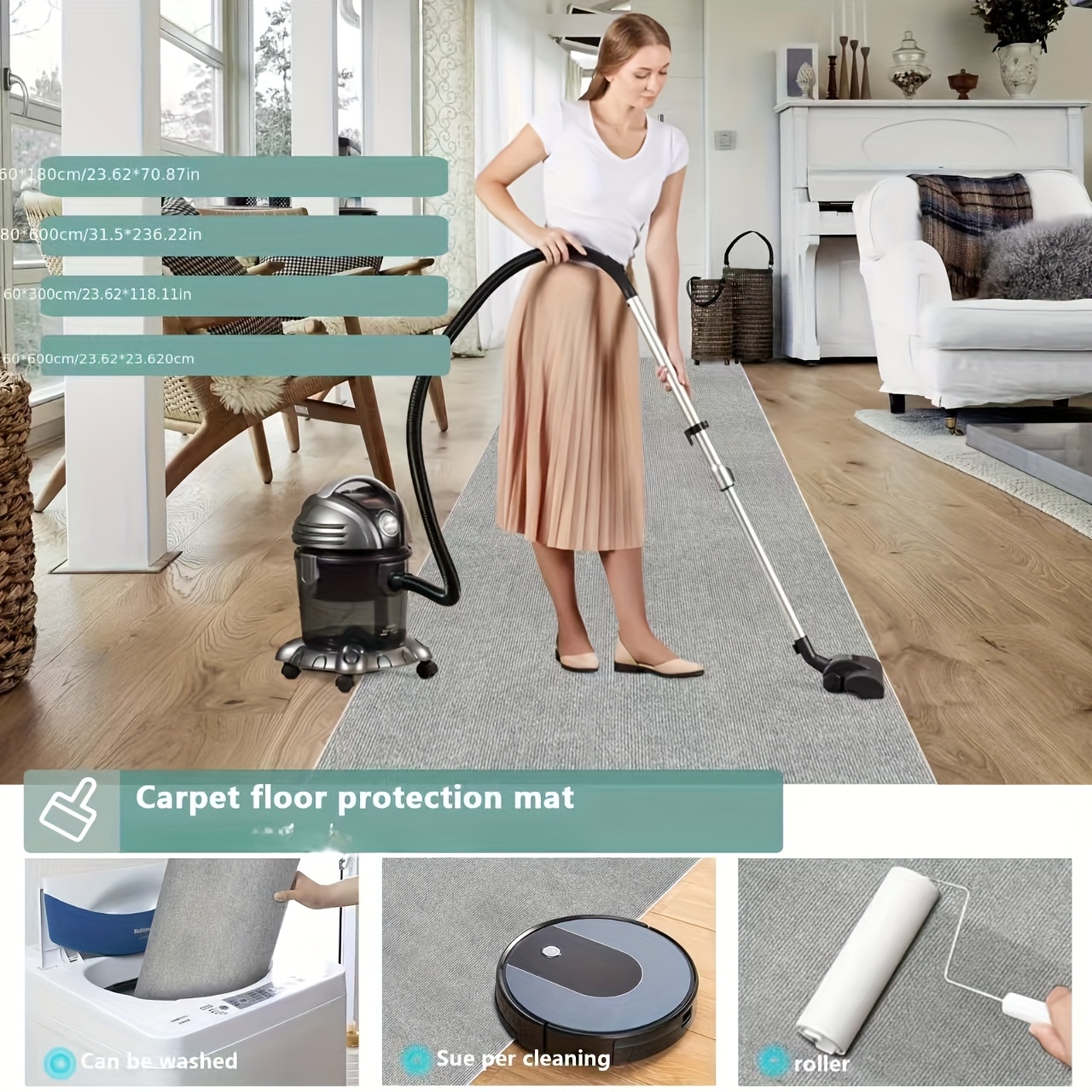 Image of 1pc Runner Rugs, Non-slip Striped Indoor/ Outdoor Runner Mat For Hallway, Kitchen, Living Room, Bedrooms, Washable