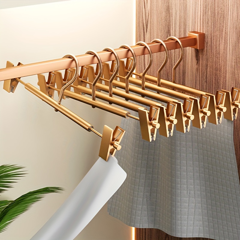 

4-pack Space-saving Metal Pants Hangers With Clips, Aluminium Trousers Rack, Closet Organizer For Pants, Skirts, Bras, Scarves - Ideal For Apparel Stores And Home Storage