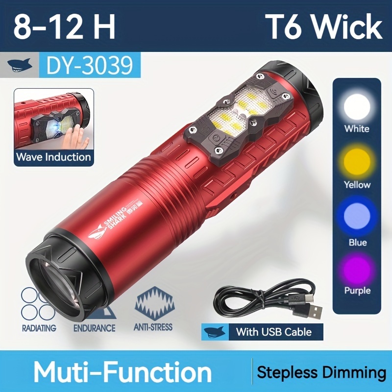 Dy3039 Night Fishing Light High Brightness Led Torch Zoomable Rechargeable  Torchlight With Power Bank Sensor Function For Outdoor Night Fishing  Mountain Operations, Free Shipping On Items Shipped From Temu