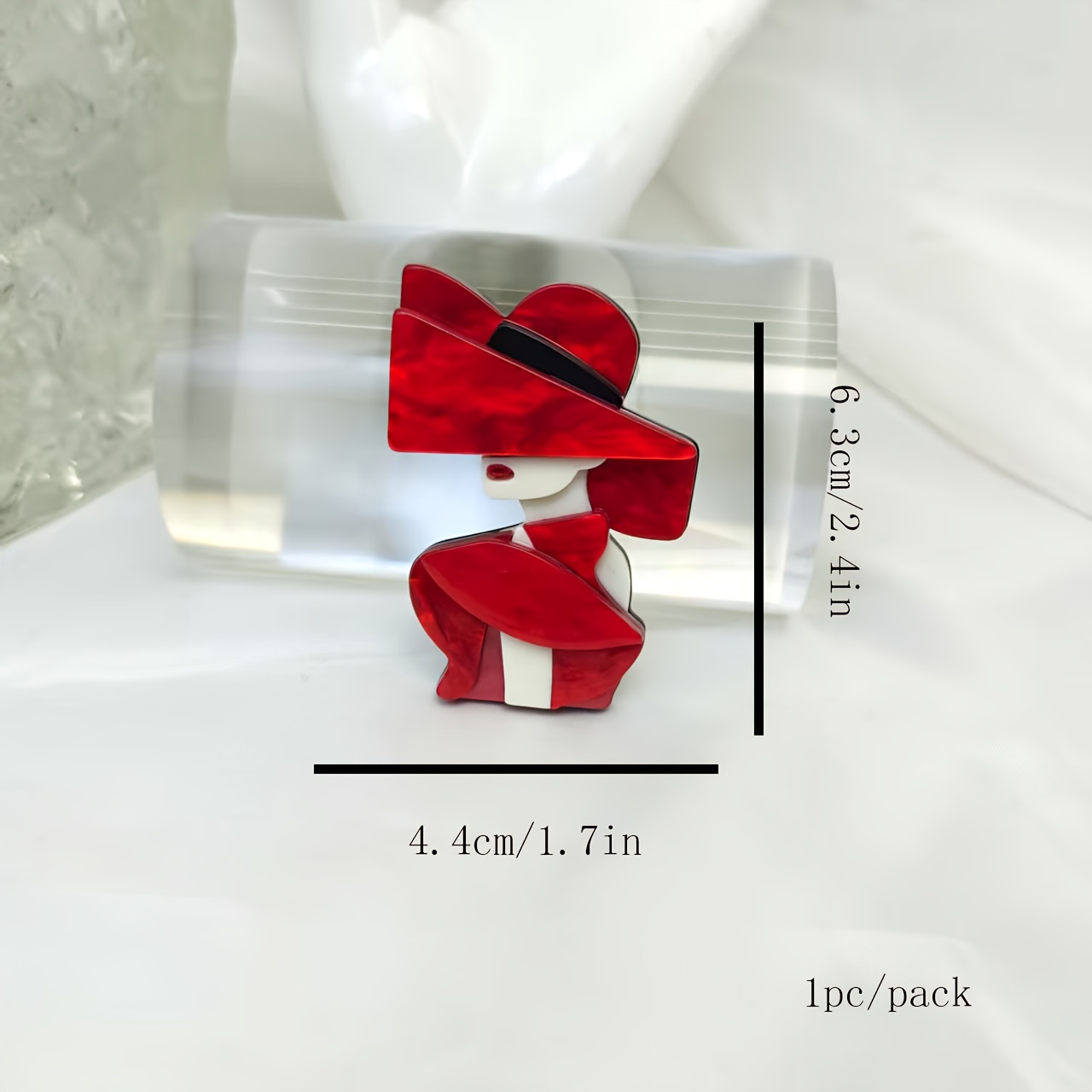 E-shop Cartoon Acryl Brosche für Damen. Handgefertigt, Rot - Wasserwellenbrett, Vintage- und High-End-Design, wunderschöne rote Details, exquisite