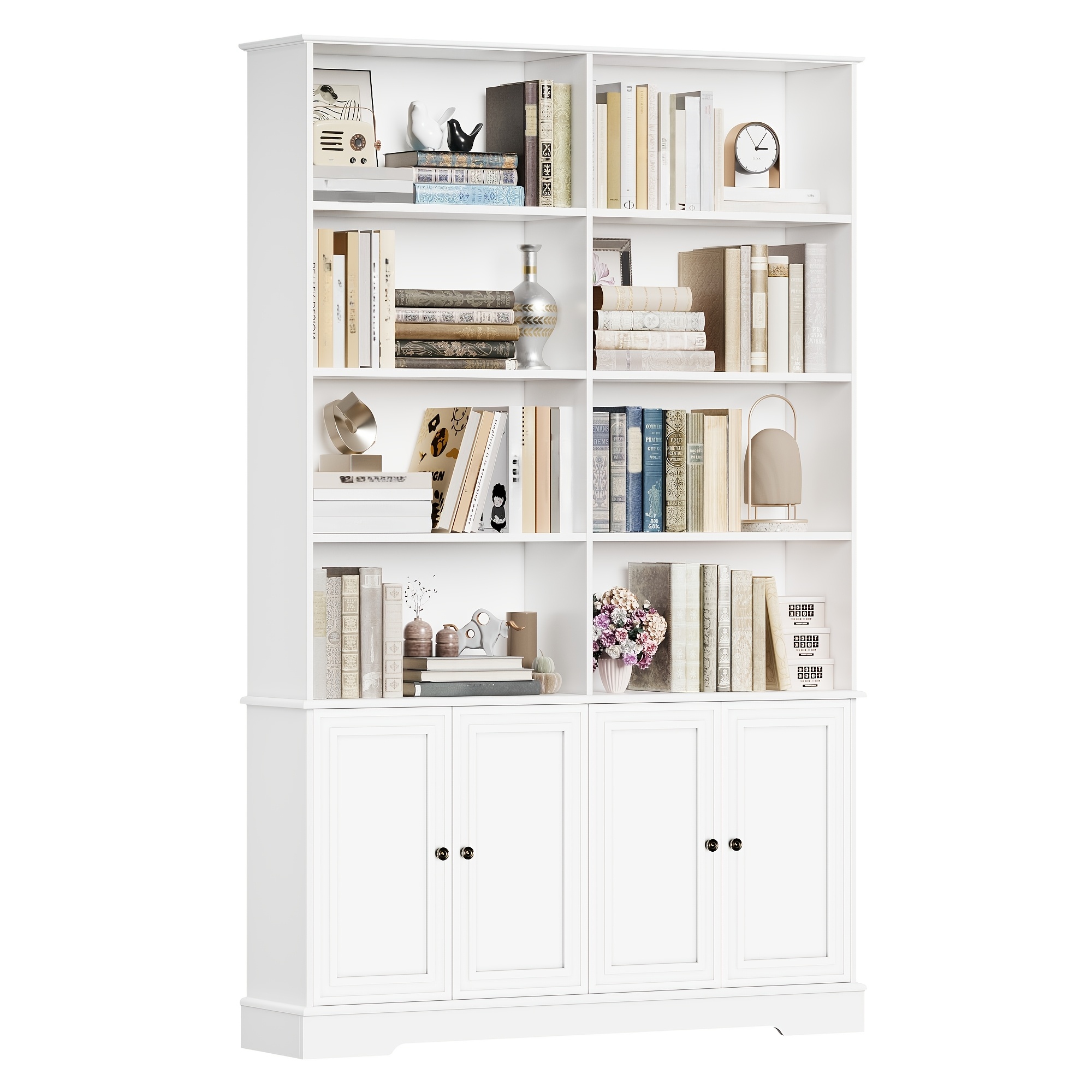 Image of Kealive Shelf, High Bookcase With Compartments, Bookcase With Doors, Standing Shelf, Cabinet For Living Room, Office, Kitchen, In 2 Package, Standing Shelf
