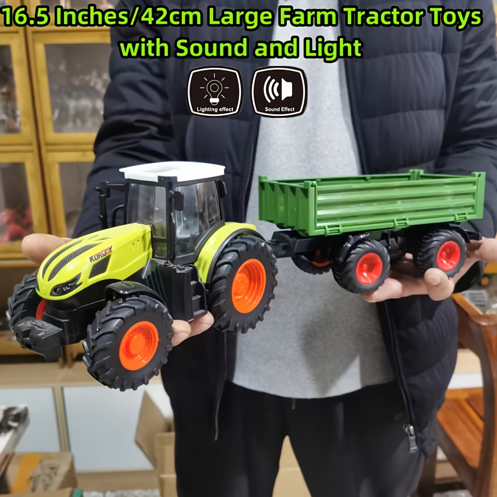 

Large Farm Tractor Toy With Sound And Light, Realistic Push And Go Truck Car For Kids Ages 3-12, Durable Pvc Material, Perfect Gift For Halloween, Christmas, And Birthdays