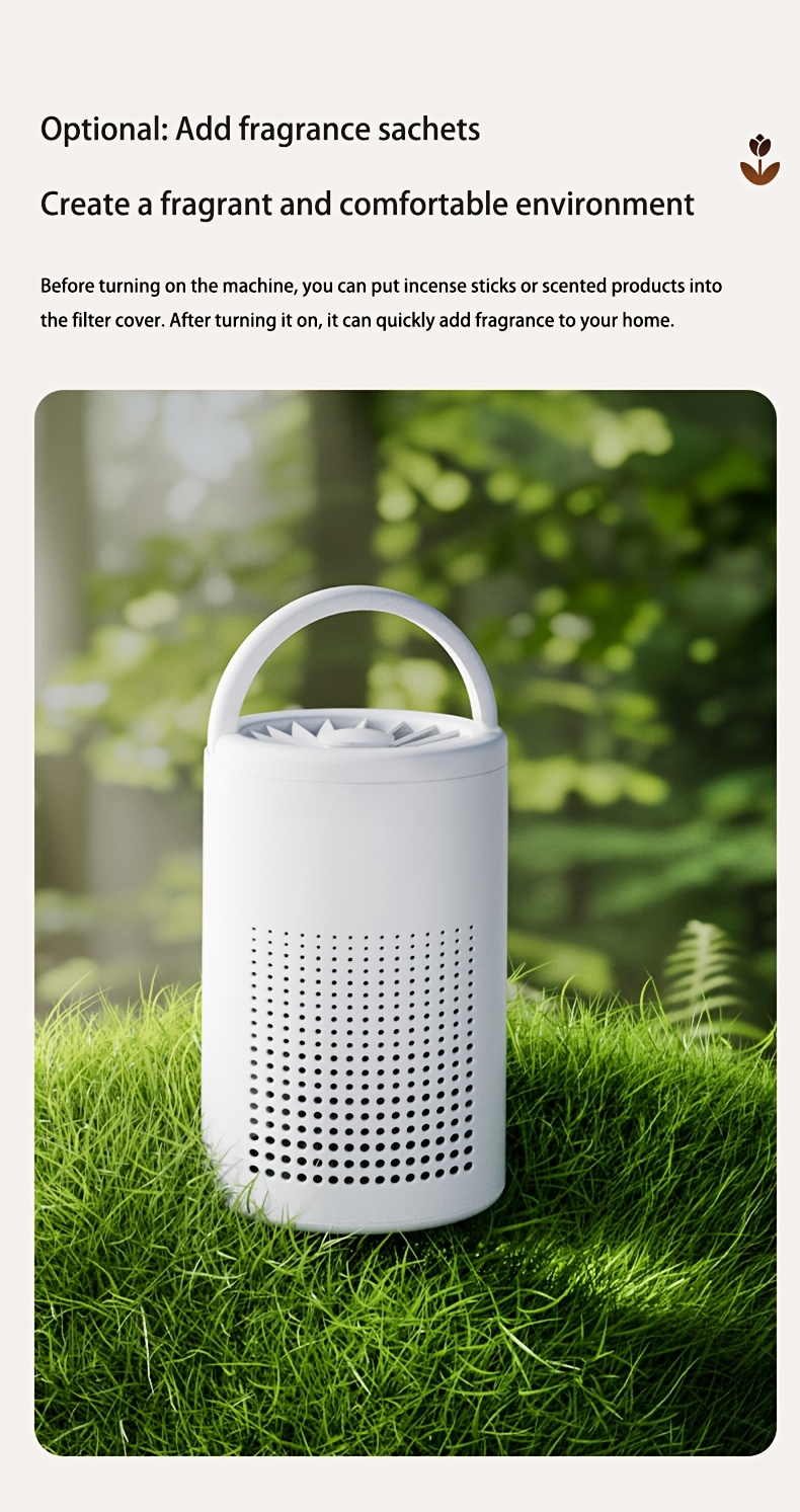 Air Purifier with HEPA Filter, Removes Smoke, Pollen, and Pet Hair, Eliminates Odors, Low Energy Consumption, Suitable for Bedrooms and Offices