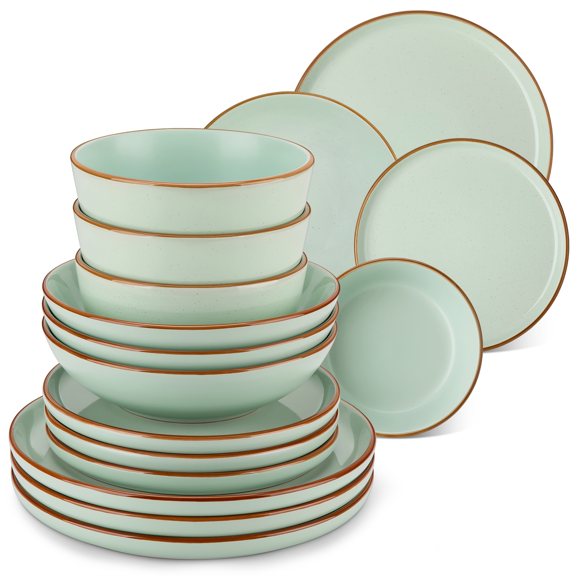 Sesame Glaze Dinner Set Set Of 16 Stoneware Dinner Plate Dessert Plate And Cereal Bowl Tableware 16pcs Dinnerware Service For 4
