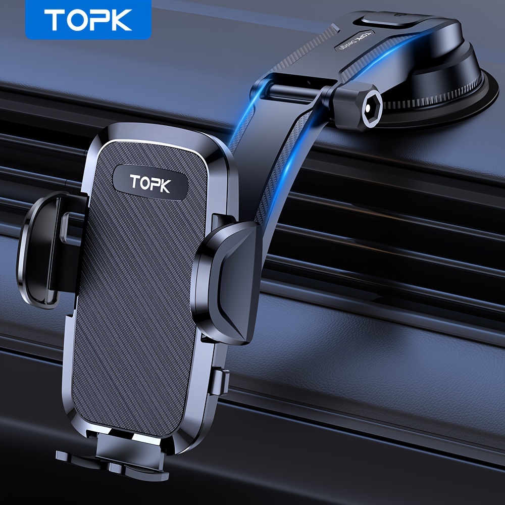 

Topk D36c Car Phone Holder Mount, Adjustable In Vertical And Horizontal Directions High Stability Strong Adhesion Includes Bonus Adhesive Pads Car Phone Holder Mount Compatible With All Phones