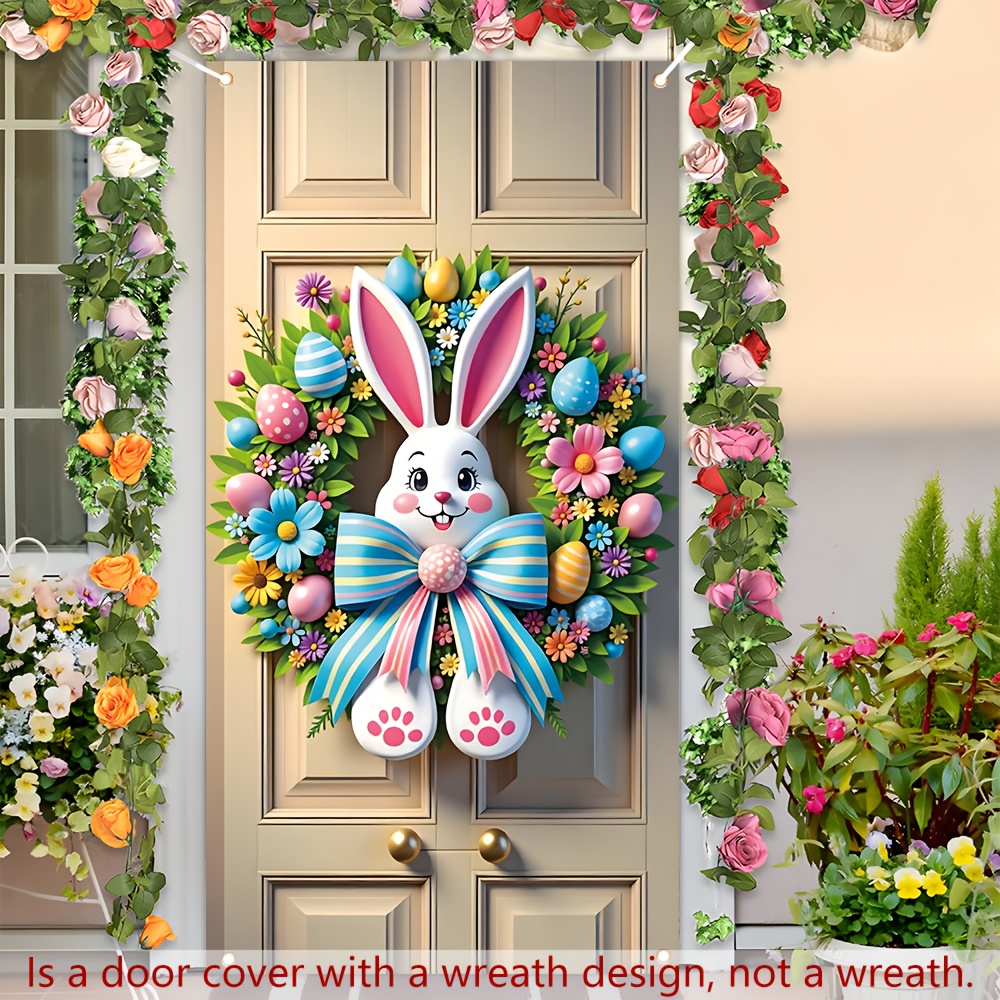 

2d Door Banner 1pc, 2d Flat Easter Door Cover, 185cm * 90cm/72.8in * 35.4in, Polyester Material, Easter Decorative Flag, Suitable For Indoor And Outdoor Home Decoration, Wall Supplies