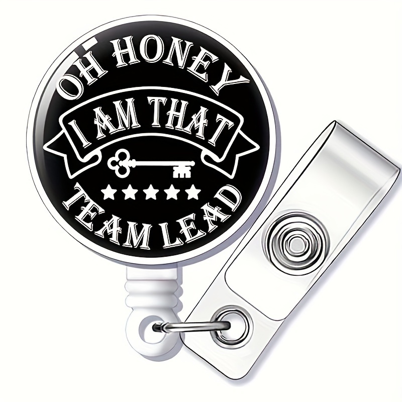 Oh Honey Team Lead Badge Reel Retractable Alligator Clip Fun - Temu