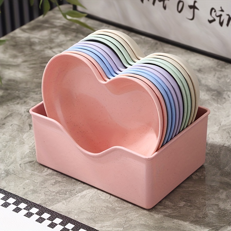 5/10pcs, Heart-shaped Snack And Fruit Tray - Durable Plastic, Suitable For Desserts, Cakes, And Kimchi - Accessory