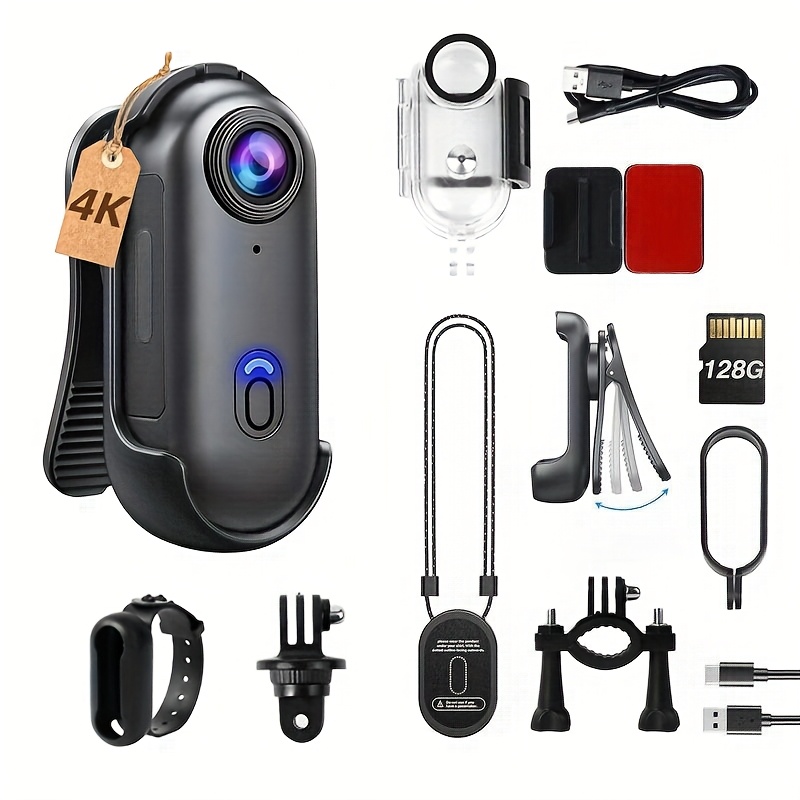 TEMU 4k/1080p Thumb Camera, Wifi Portable Body Camera, High-definition With Tf Memory Card, Outdoor Sports Camera, Vlog Camera, Perfect For Cycling,
