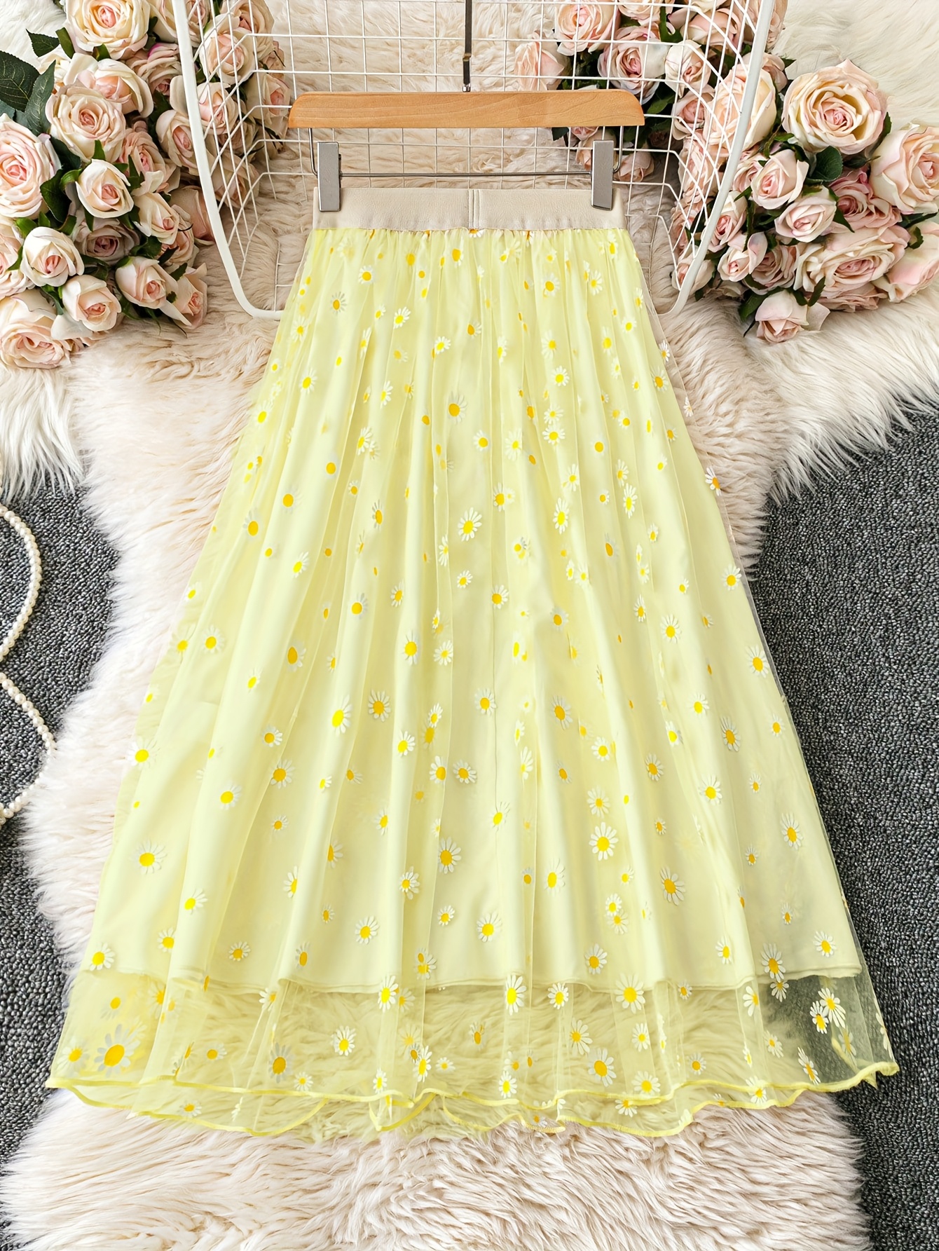 Flower Tutu Dress Womens Yellow RAYA Formal Dress Light Yellow