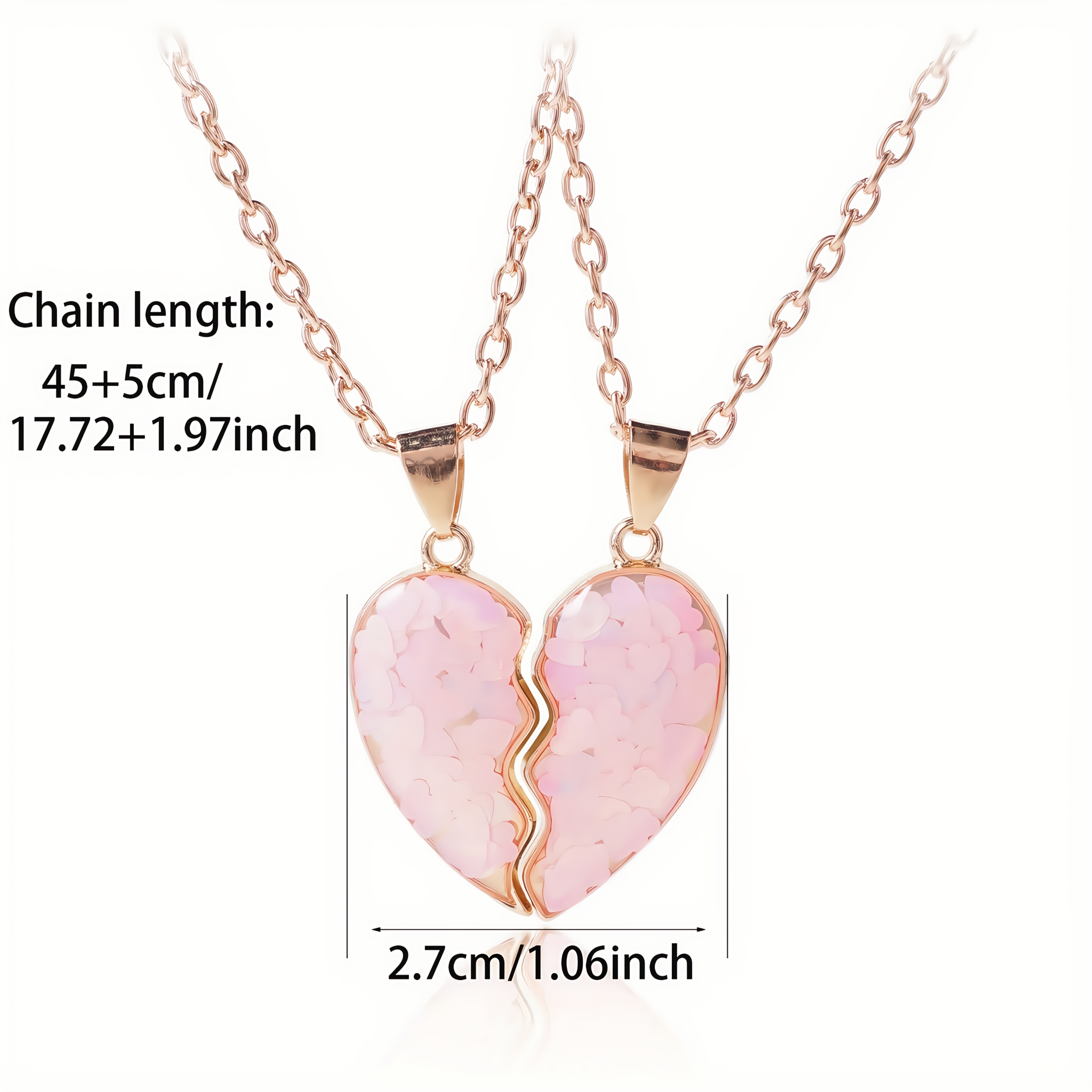 Heart-Shaped Pendant Necklace Set for BFFs and Couples