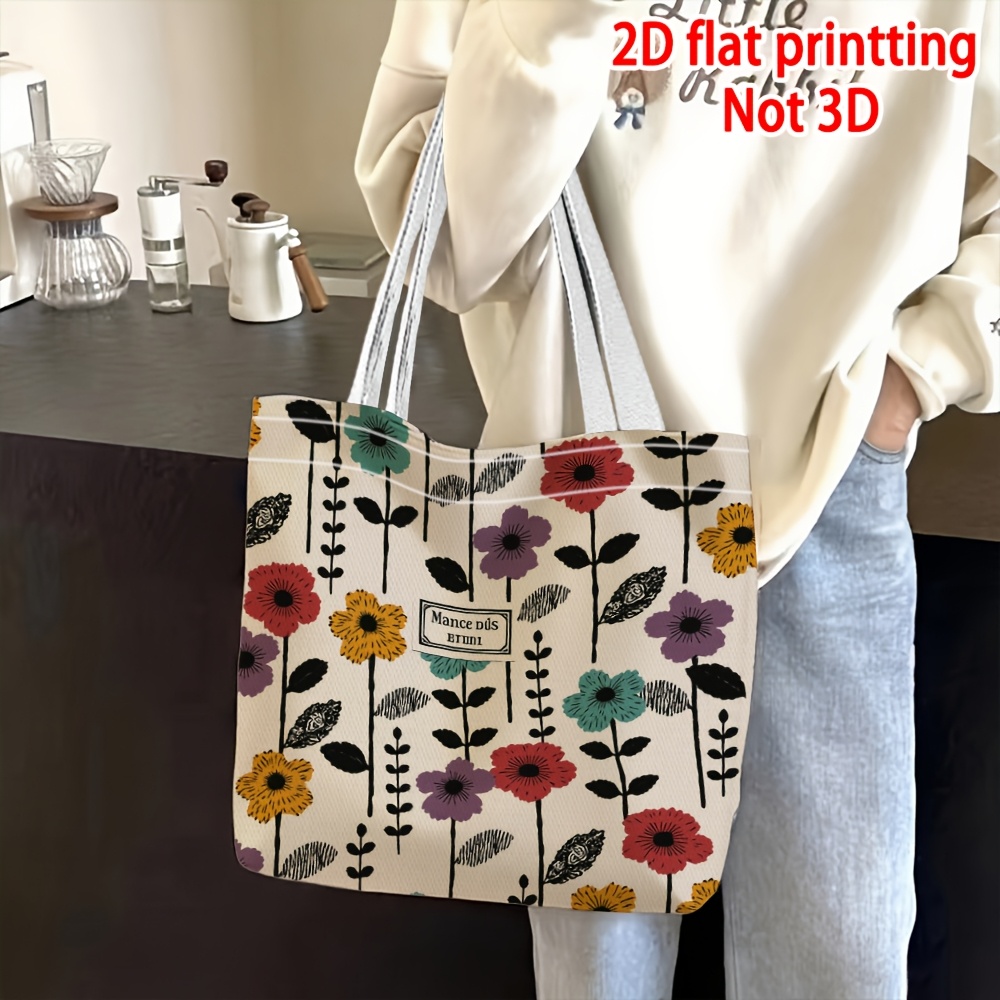 TEMU Not 3d, 2d Flat Printing, 1pc Shoulder Bag, Floral Pattern Theme, Exquisite Double-sided Printed Women's Crossbody Bag, Fashionable And