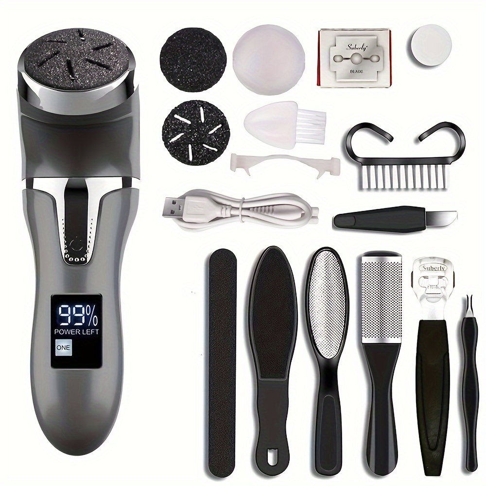Rechargeable Electric Callus Remover with Dander Vacuum Cleaner - Professional Foot Care Kit with LCD Display, 2 Speeds, and Multiple Heads for Dead Light Beige Removal, Father's Day Gift 12 Rechargeable Electric Callus Remover with Dander Vacuum Cleaner - Professional Foot Care Kit with LCD Display, 2 Speeds, and Multiple Heads for Dead Light Beige Removal, Father's Day Gift - Image 12