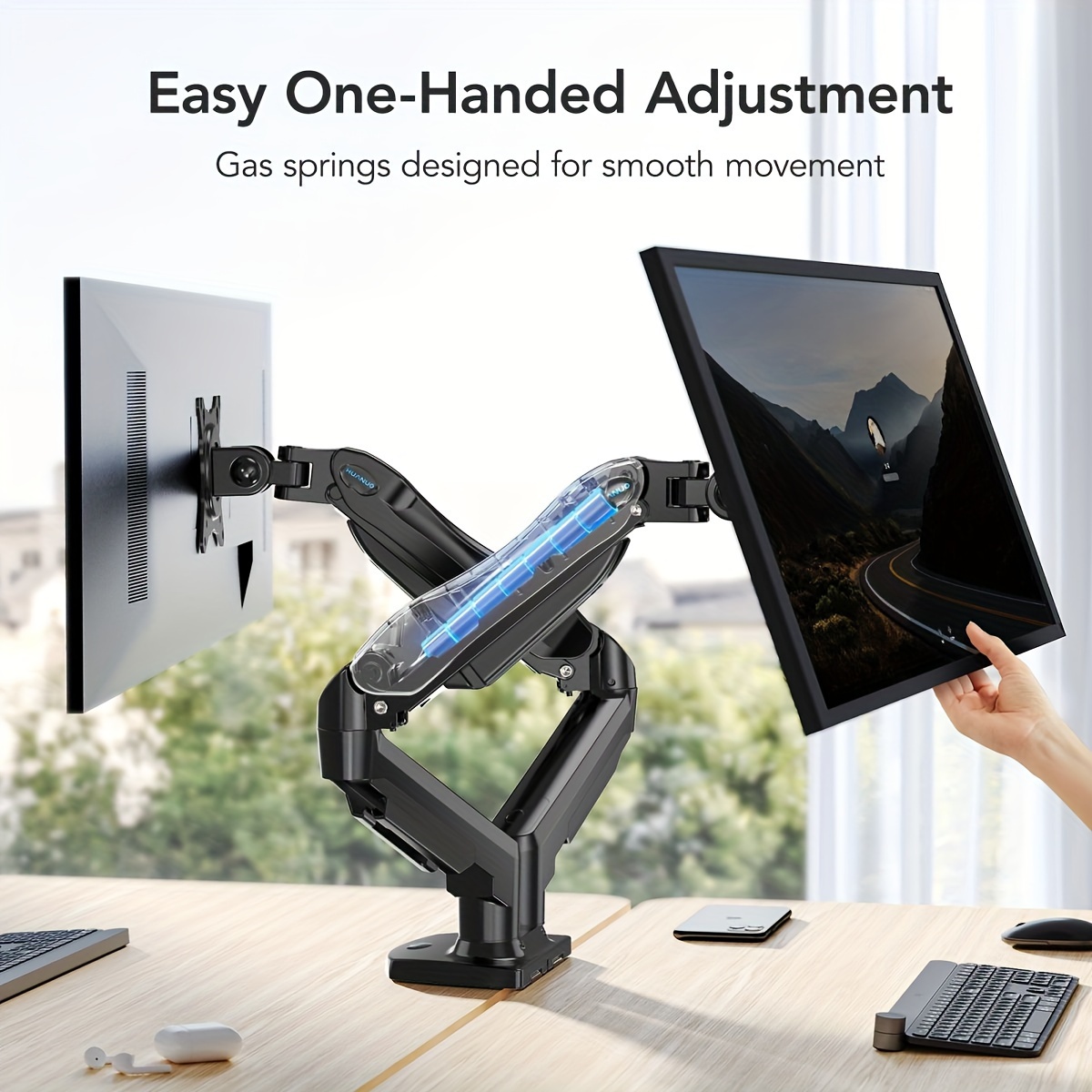 

To 30 Inch Dual Monitor Stand - Full Adjustable Monitor Desk Mount Swivel Vesa Bracket With C Clamp, Grommet Mounting Base For Computer Screens - Each Arm Holds 4.4 To 19.8lbs