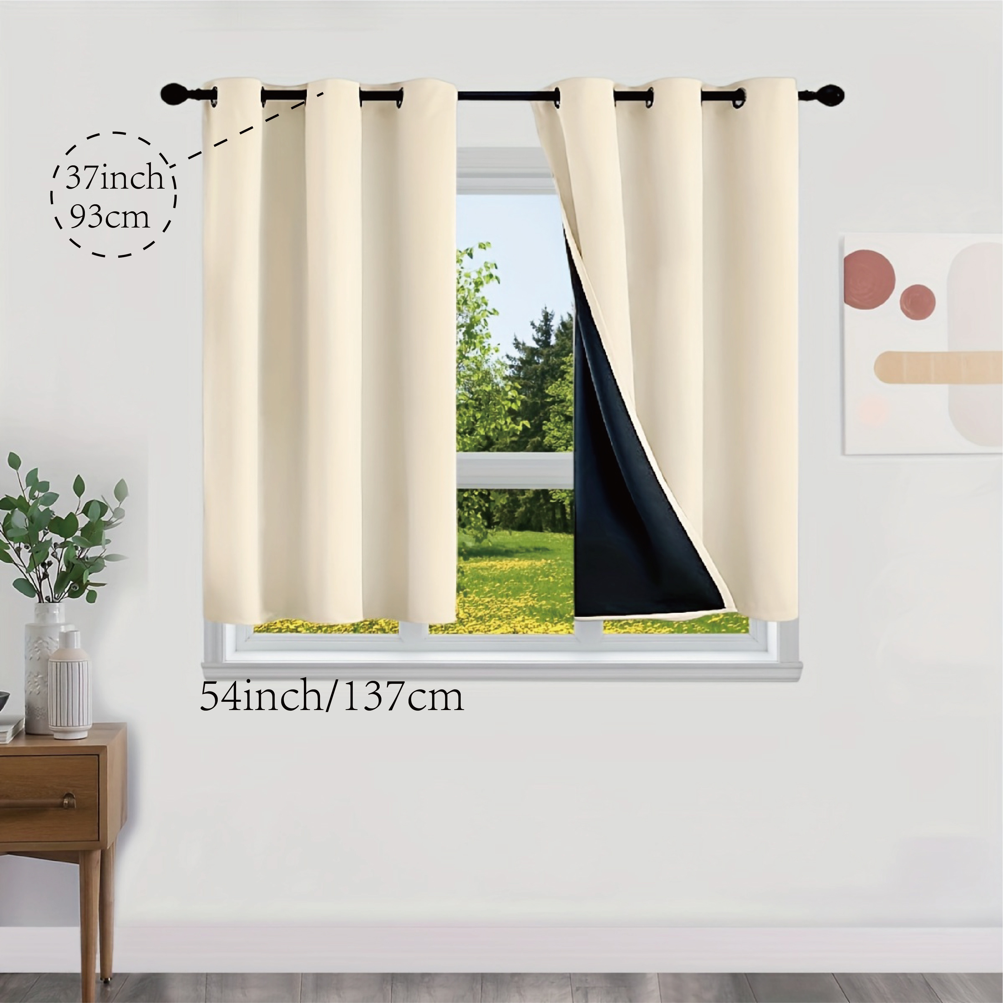 TEMU 2pcs Set Minimalist Blackout Curtains - Solid Color, Thermal Insulated With Grommet Top For Easy Hanging - Bedroom, Living Room, Kitchen & Bathroom Decor