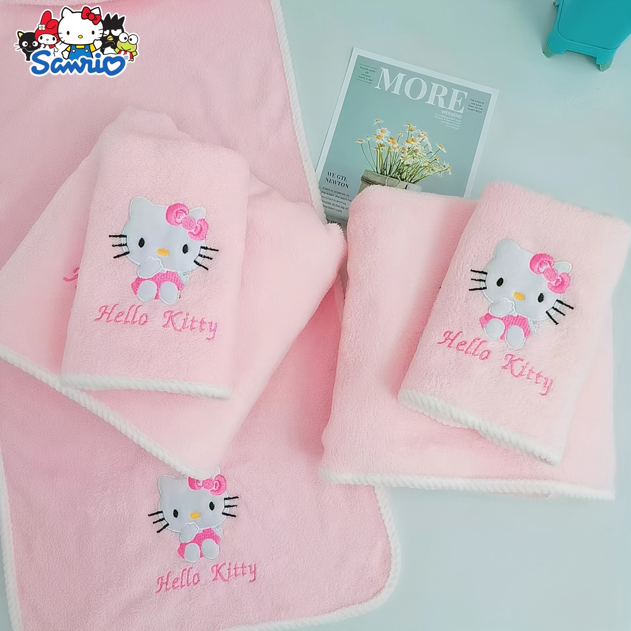 3pcs , Hello Towel Three-piece Set, Including A Bath Towel (55in*25.5in), A Towel (29.5in*13.7in), A Hair Dryer , Bathroom Decoration