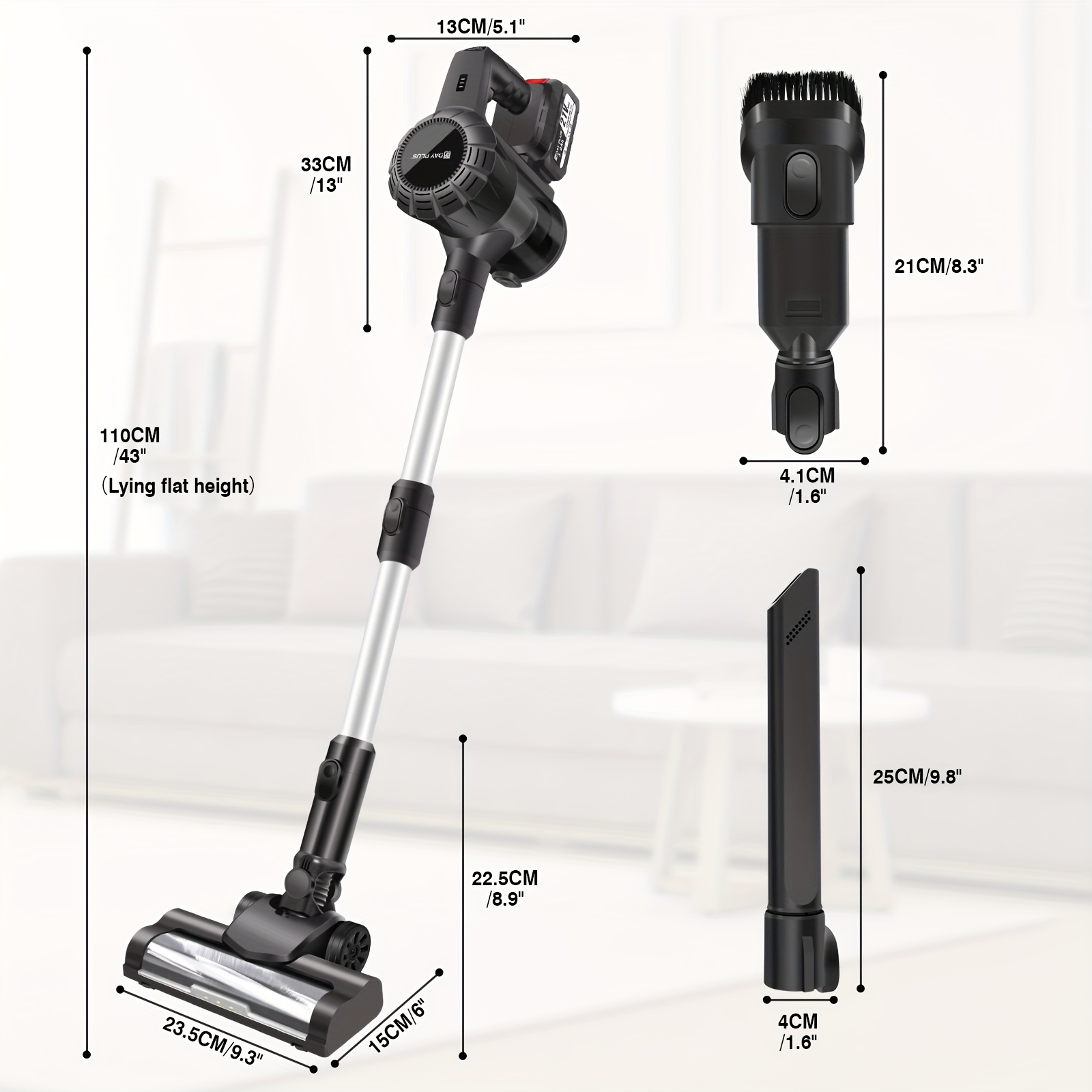 6 IN 1 Cordless Vacuum Cleaner Pet Hair Upright Lightweight Handheld Stick Vacuum Strong Suction + 3000Mah Battery For Halloween, Christmas Auto Car Home Work Gift