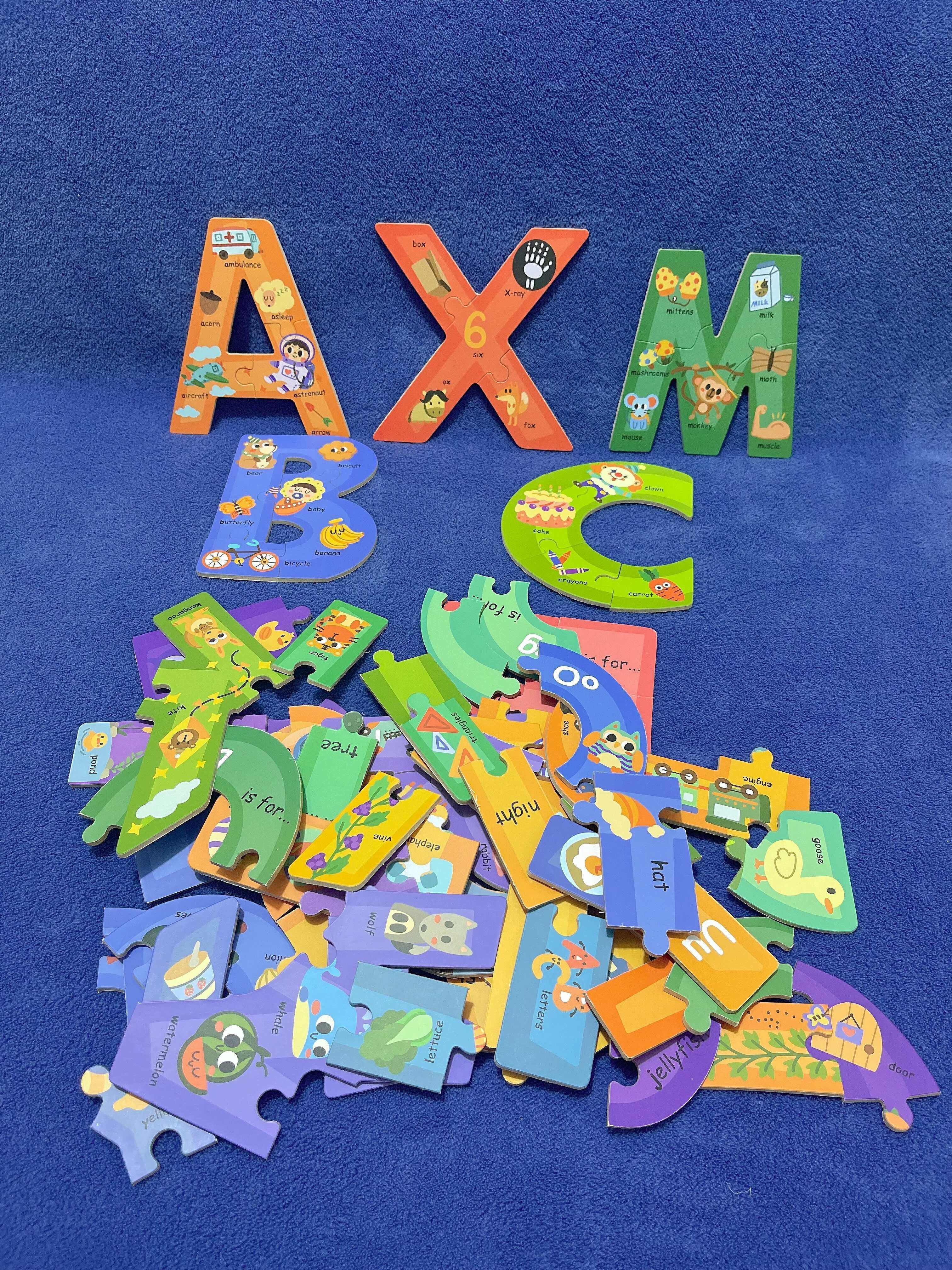 Wooden Alphabet Animal Puzzle Kids Early Educational - Temu