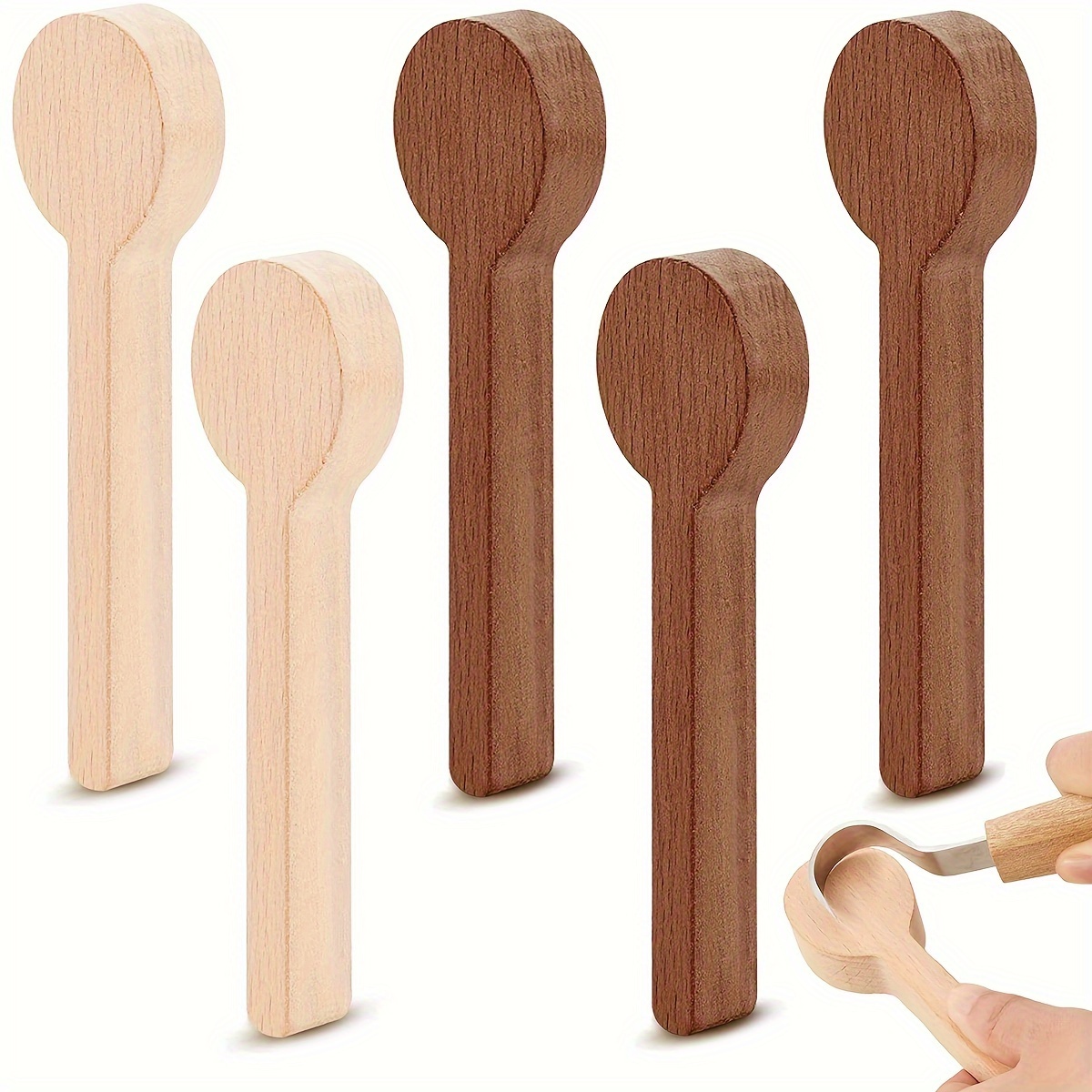 

5/10/15pcs Wood Carving Spoon Blank Kit And Unfinished Portable Wood Carving Wooden Whittling Art Supplies For Beginner Diy Wood Craft