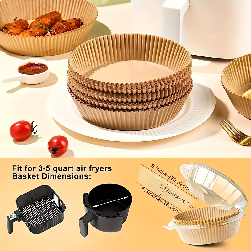   disposable air fryer liners 7 9 inch round unbleached grease resistant baking paper for 5 8 quart baskets   cleaning and   cooking details 1