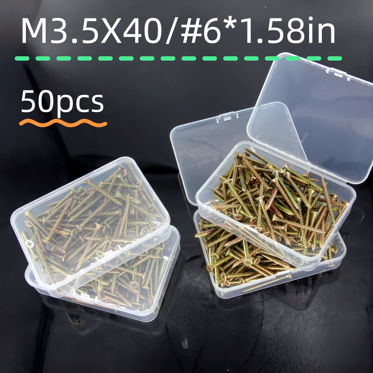 TEMU 50/100pcs Of High-strength Self-tapping Screws, Wood Screws, M3.5 Drilled Screws For Fiberboard And Wood – Matte Industrial Hardware