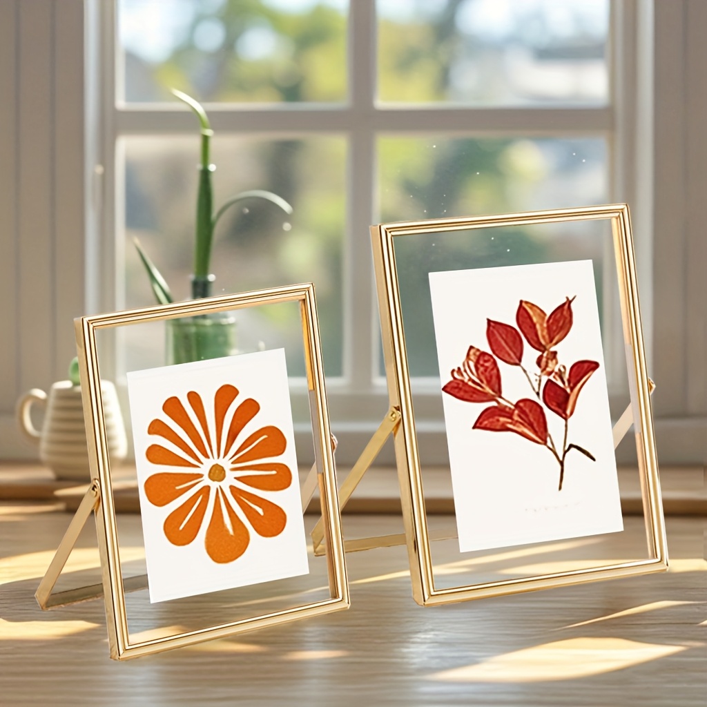 golden metal transparent photo frame portrait home - Temu